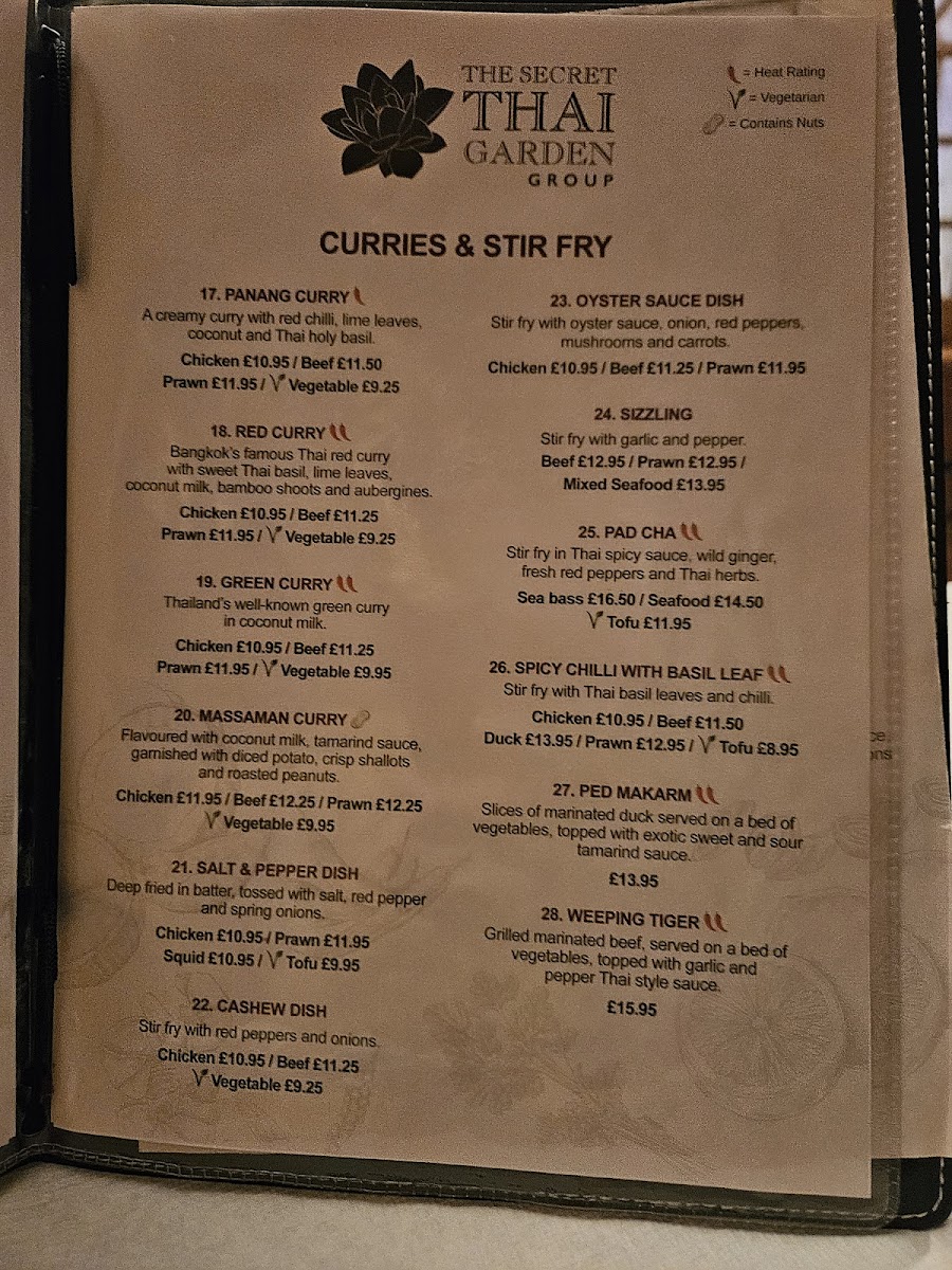 The Secret Thai Garden, Potters Bar Photo Menu 5