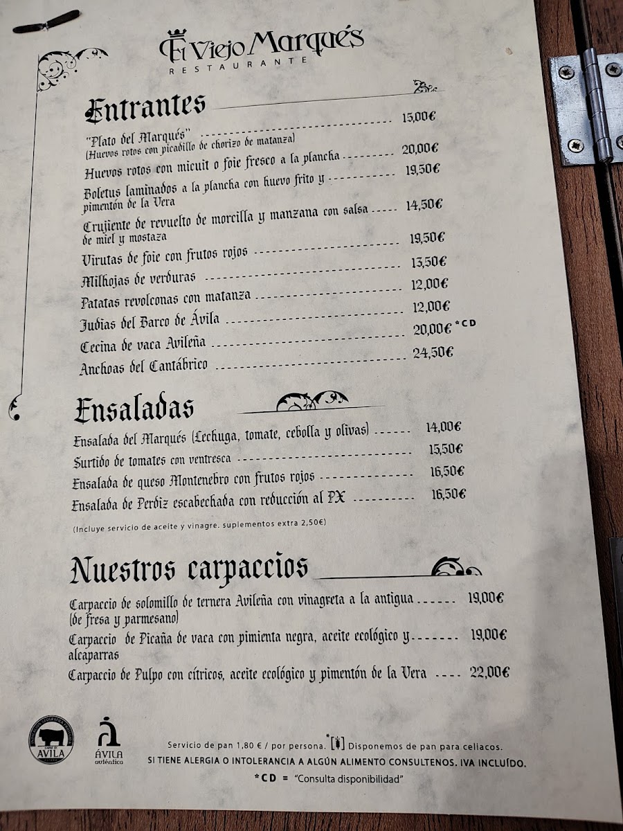 El Viejo Marqués Photo Menu 4