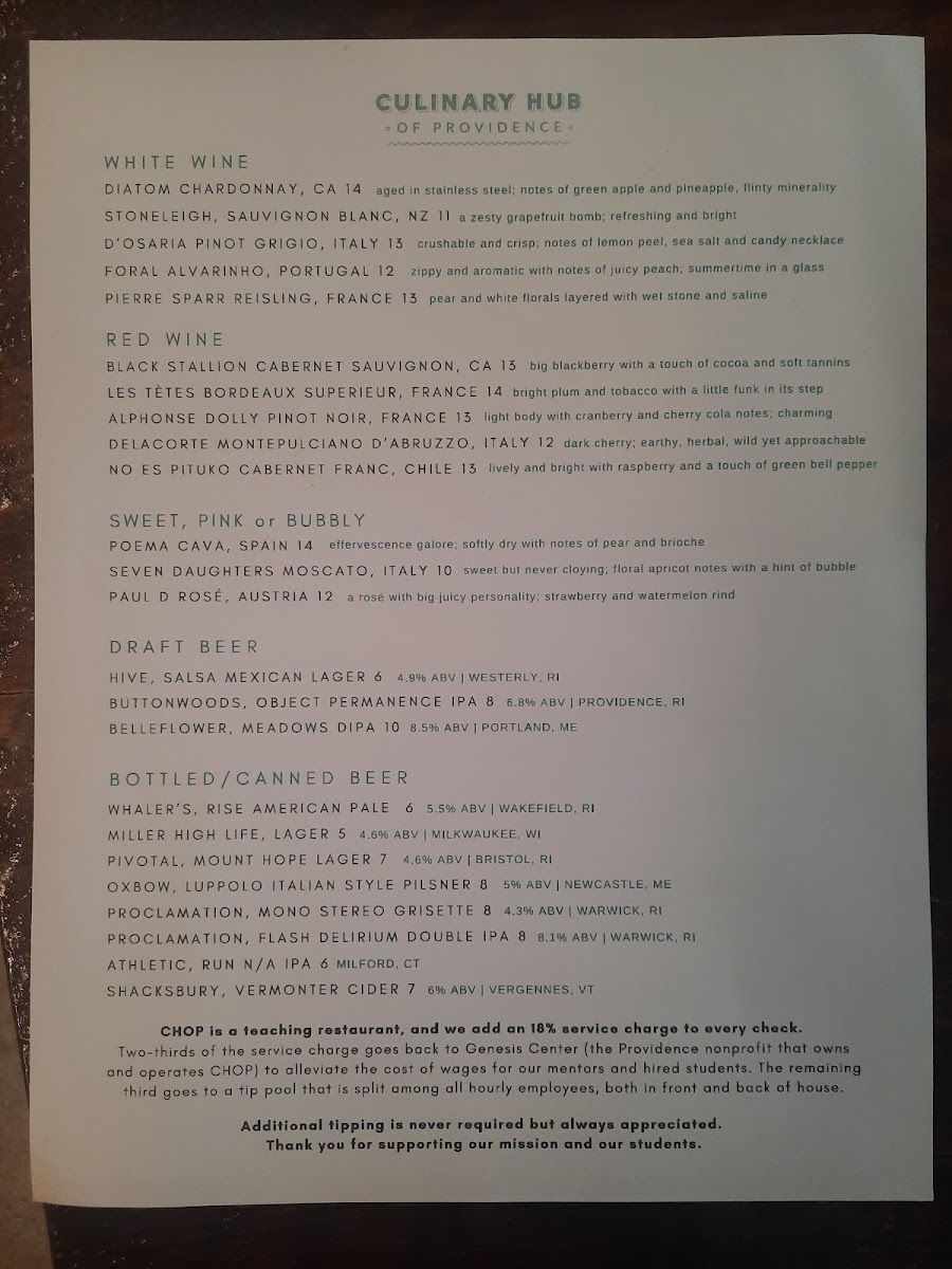 CHOP - Culinary Hub of Providence Photo Menu 4