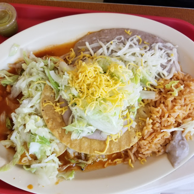 Bean Tostada and Enchilada Combo