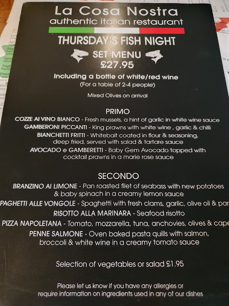 La Cosa Nostra Photo Menu 4