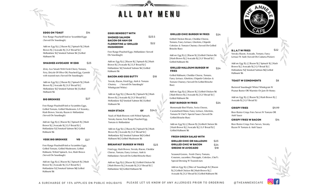 The Annexe Cafe Photo Menu 3