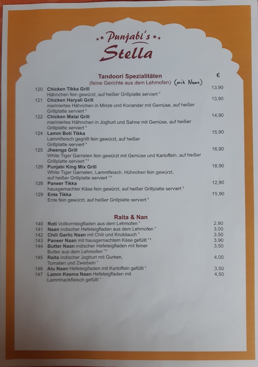 Punjabi´s Stella Indisches Restaurant Photo Menu 6