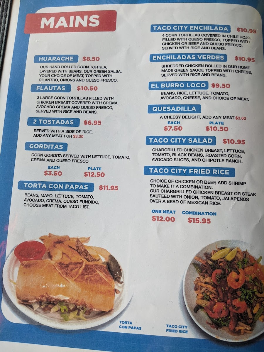 Taco City y Mas Photo Menu 2