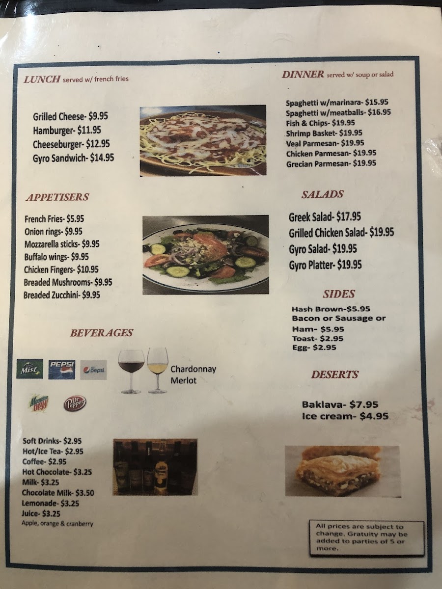 Jessica's Family Restaurant Photo Menu 1