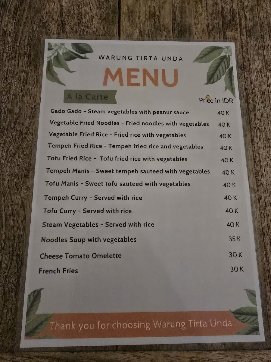 Warung Tirta Unda Photo Menu 10