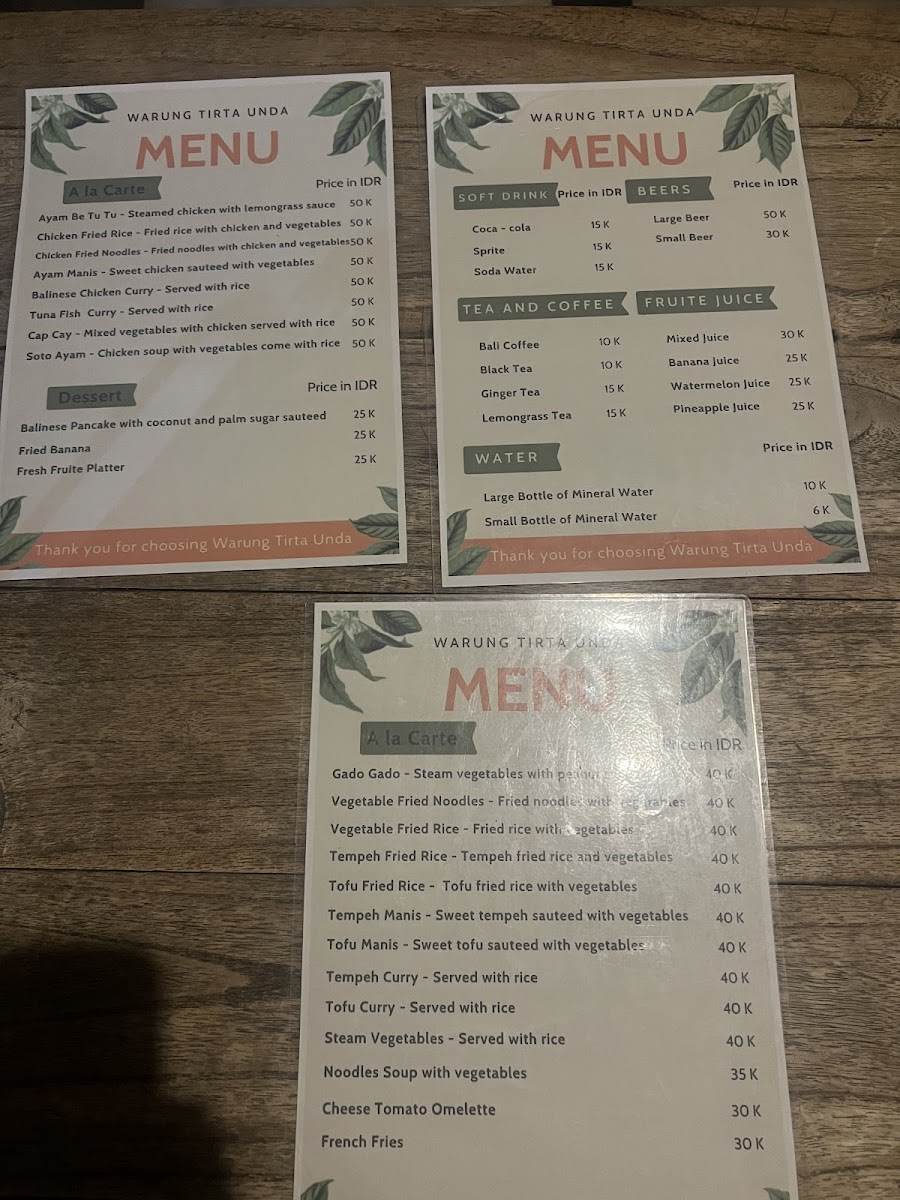 Warung Tirta Unda Photo Menu 2