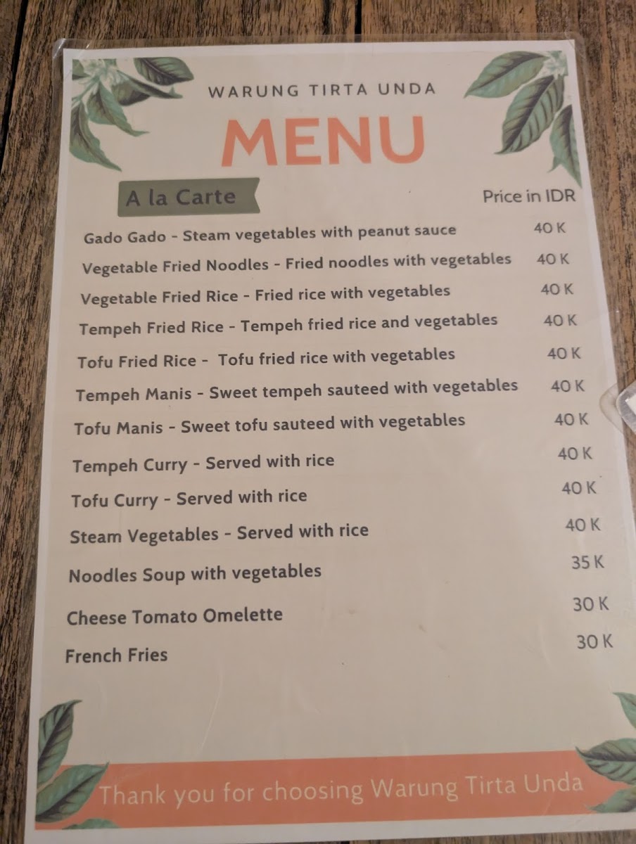 Warung Tirta Unda Photo Menu 3
