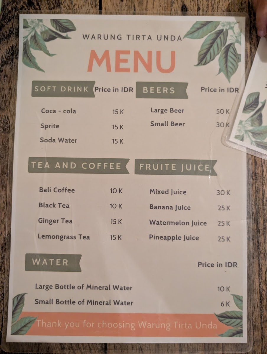 Warung Tirta Unda Photo Menu 4