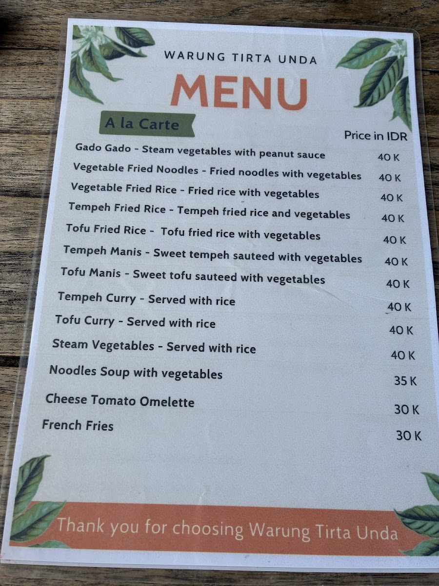 Warung Tirta Unda Photo Menu 5