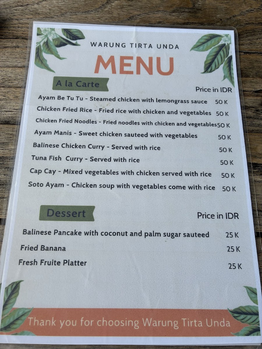 Warung Tirta Unda Photo Menu 6