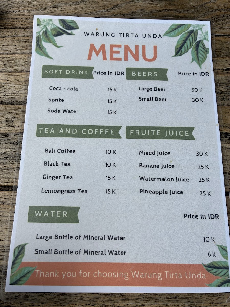 Warung Tirta Unda Photo Menu 7