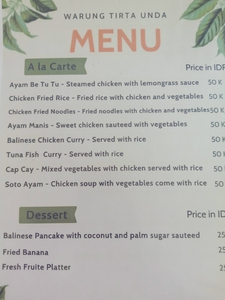 Warung Tirta Unda Photo Menu 9