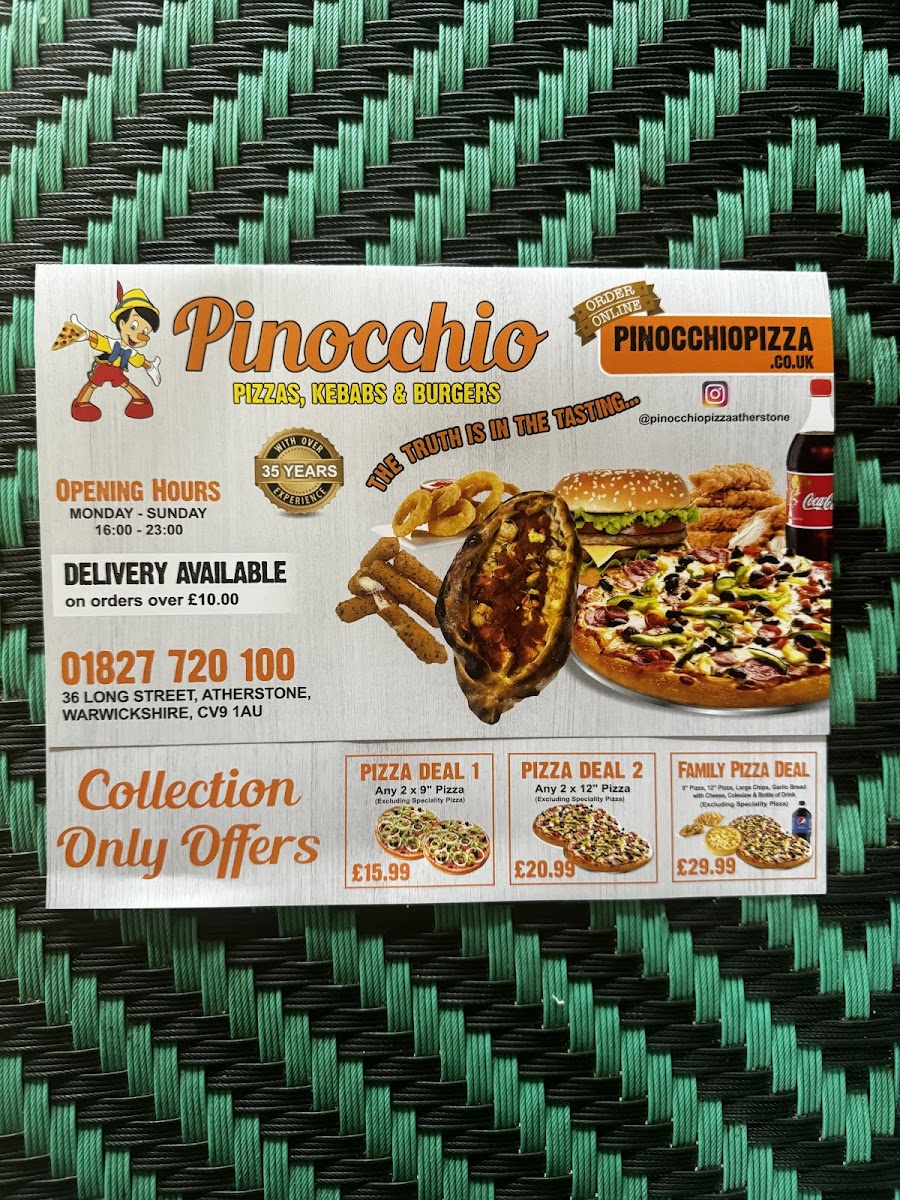 Pinocchio Pizzas Photo Menu 5