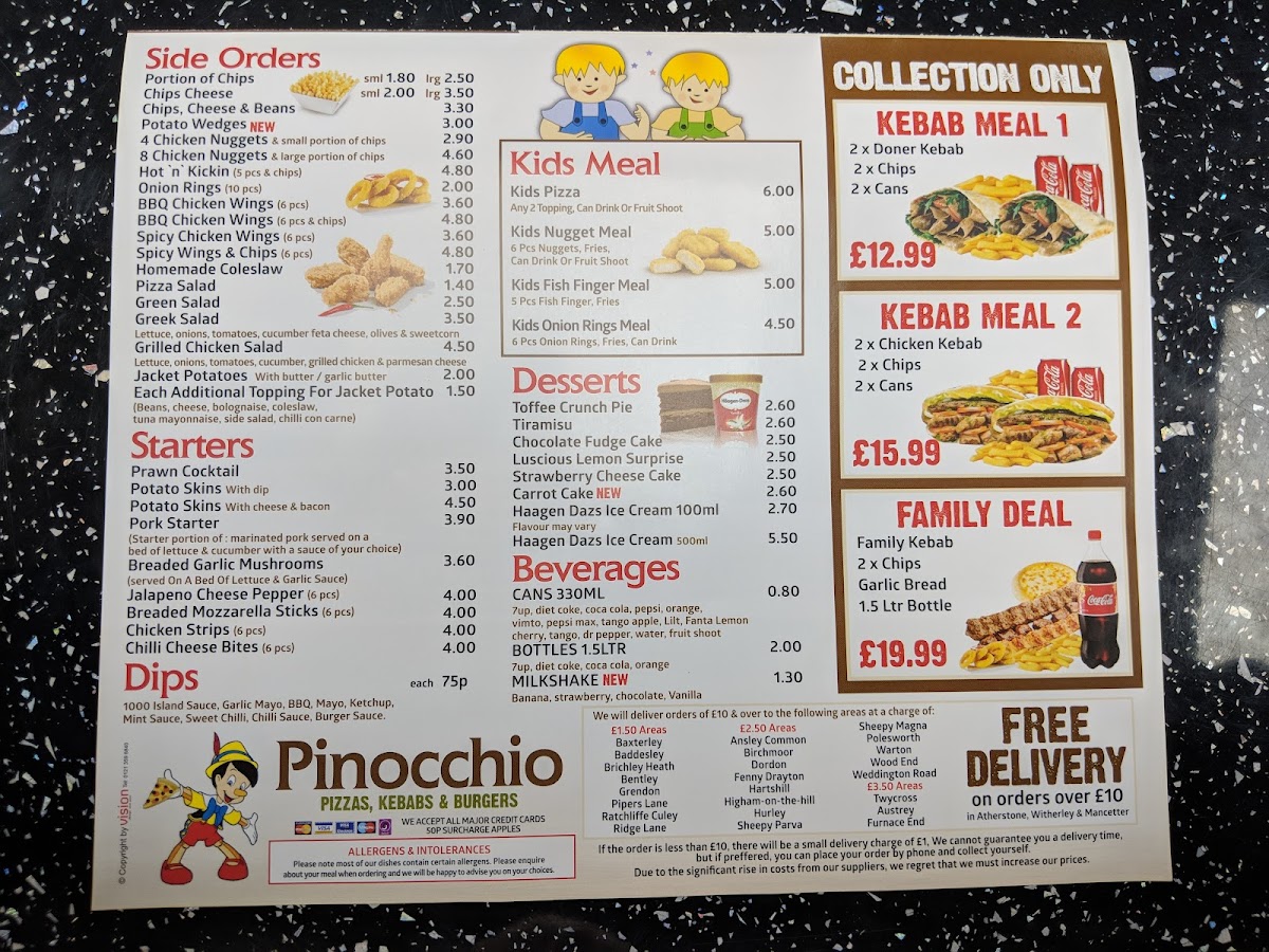 Pinocchio Pizzas Photo Menu 6
