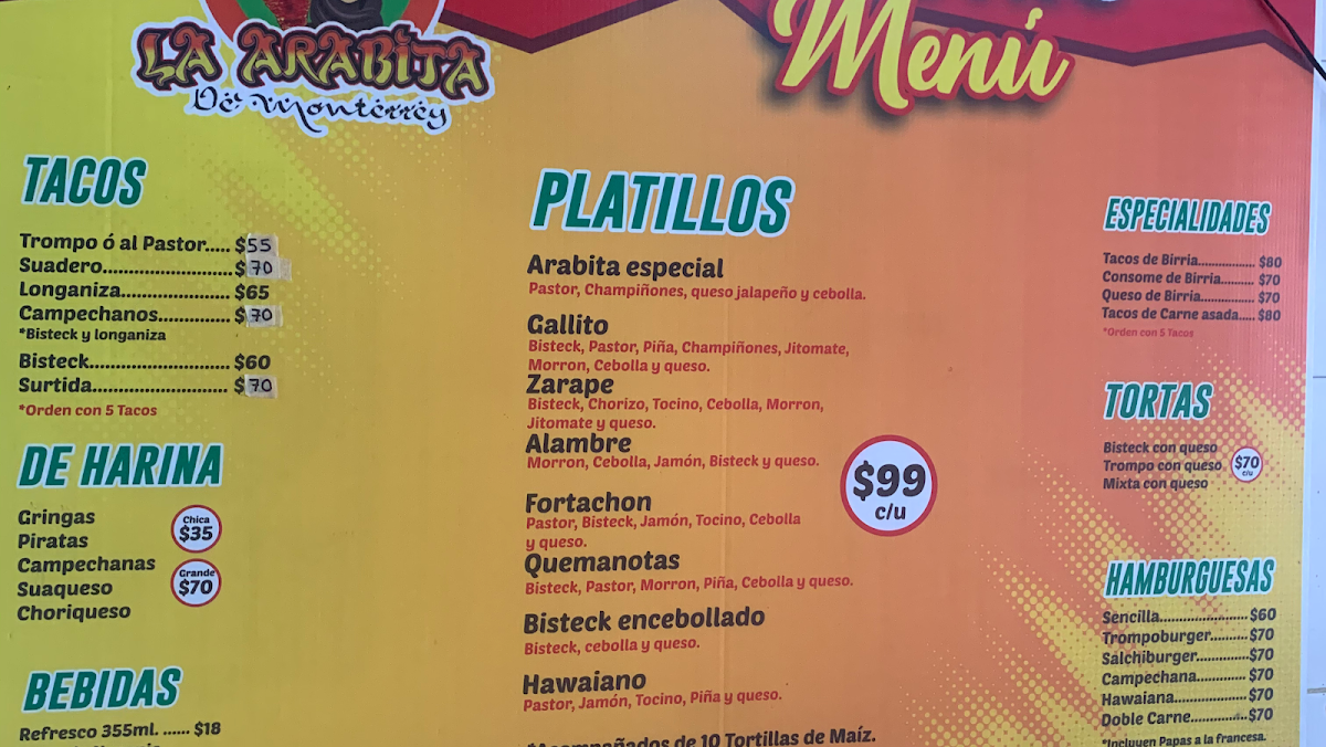 Taquería la Arabita Photo Menu 1