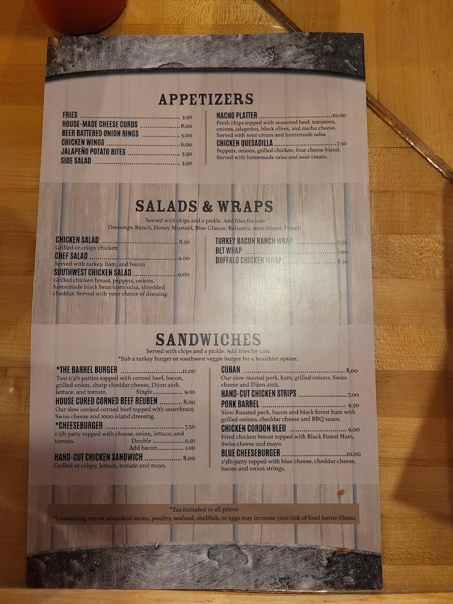 The Barrel Inn Bar & Grill Photo Menu 7