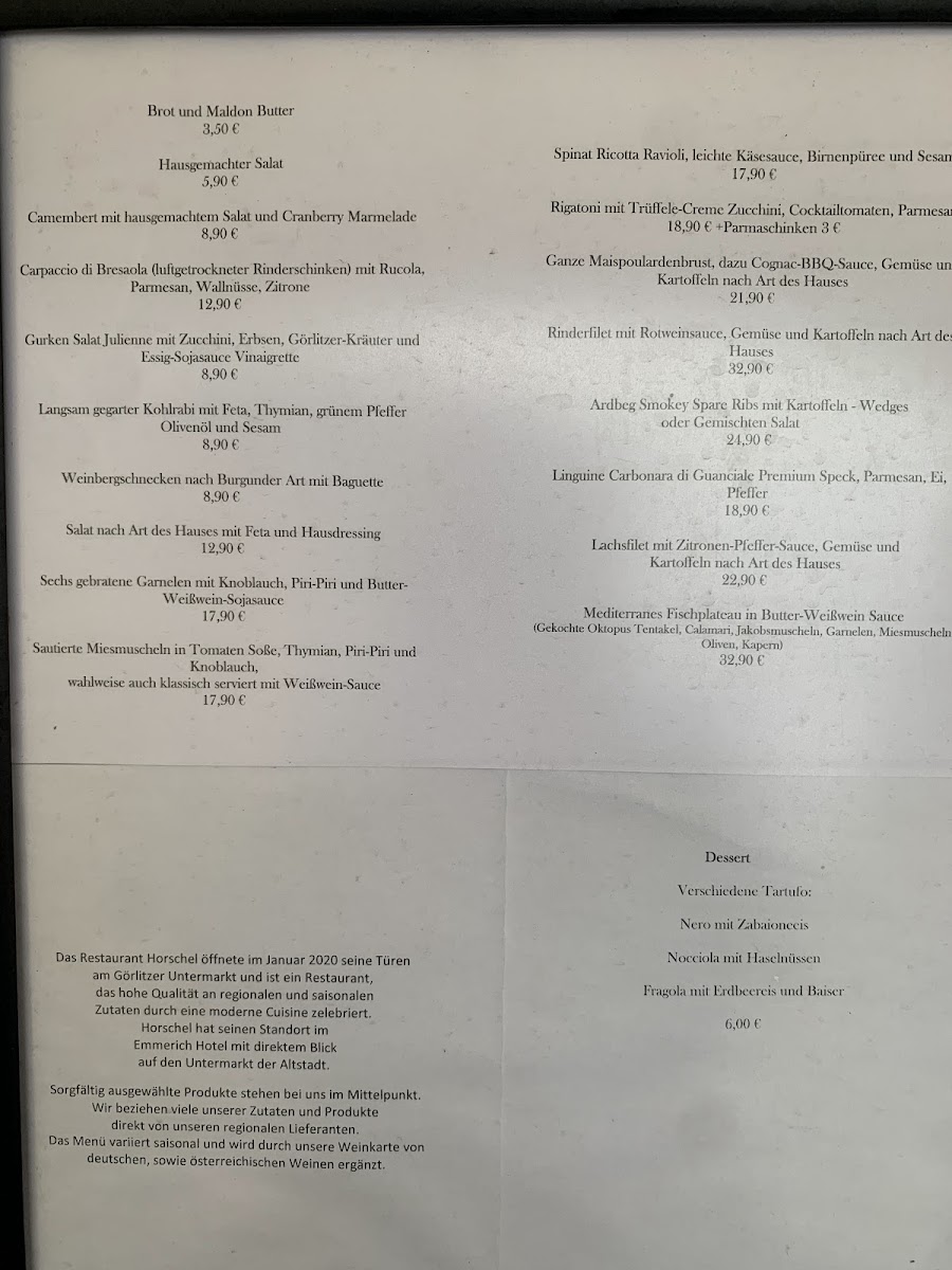 Horschel Restaurant Photo Menu 1