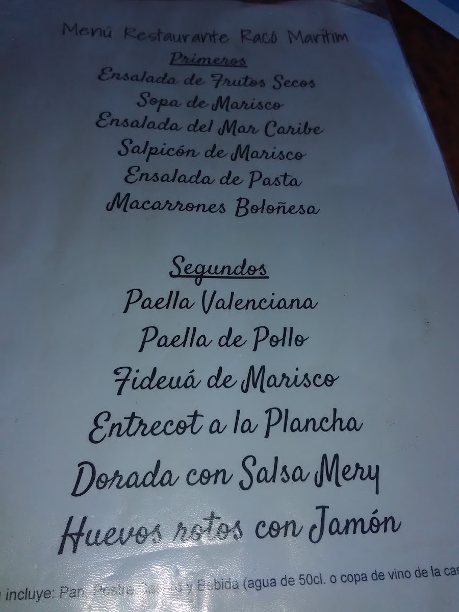 El Racó Marítim Photo Menu 2