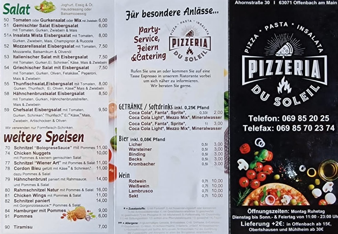 Pizzeria du Soleil Photo Menu 2