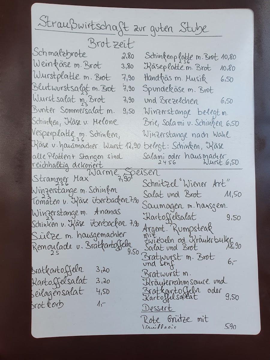 Zur guten Stube Photo Menu 1