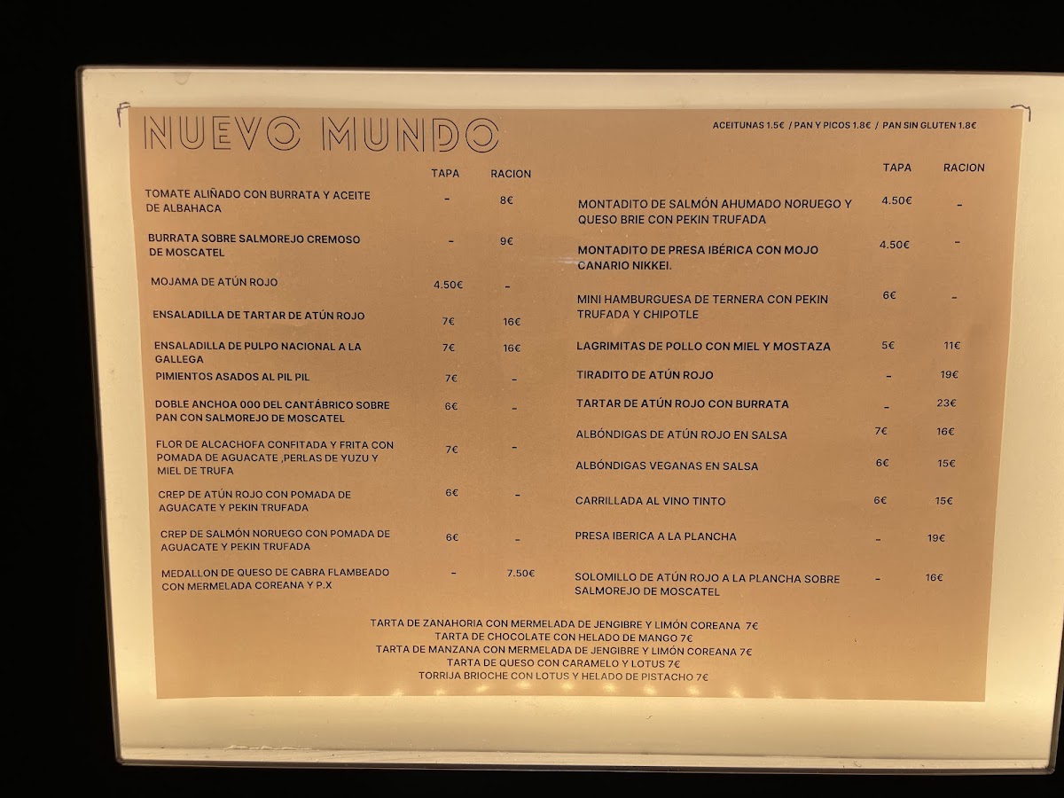 Nuevo Mundo Restaurante Photo Menu 1