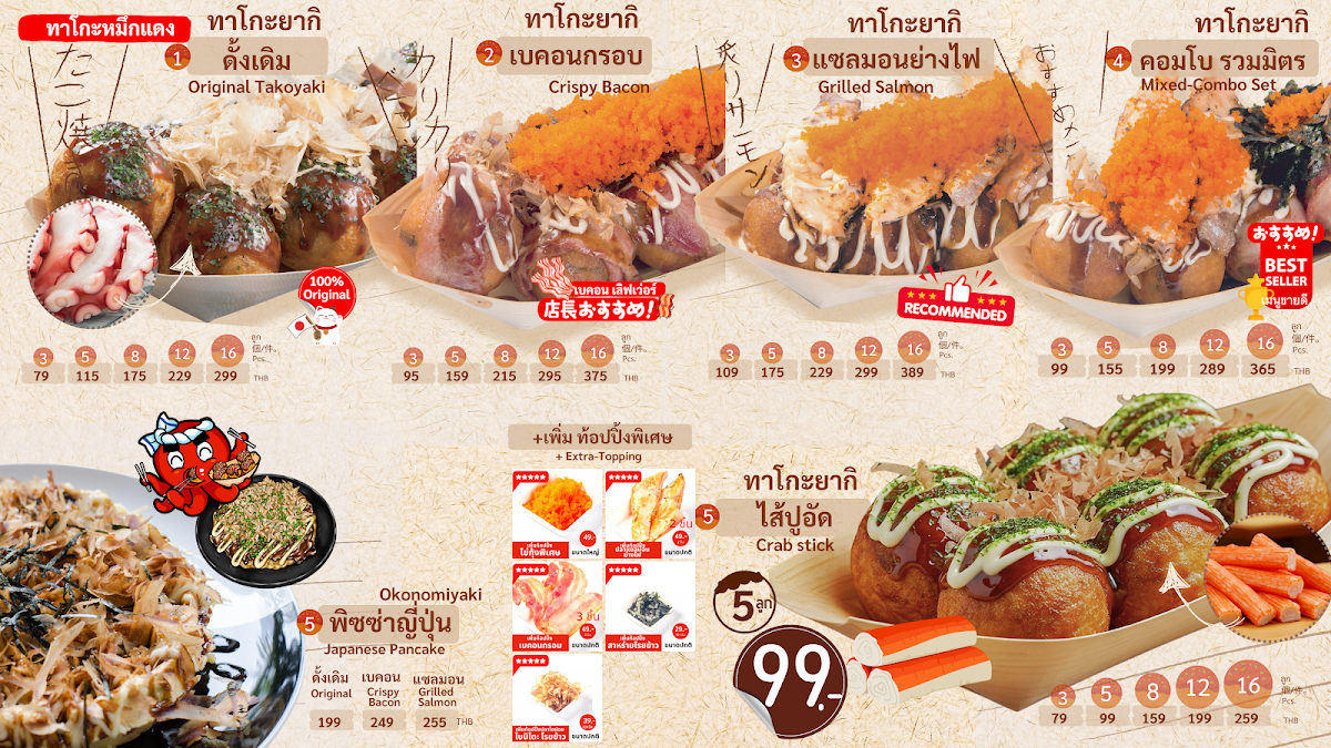 ทาโกะหมึกแดง ทาโกะยากิ TakoWanaka Takoyaki ทาโกะวานากะ Photo Menu 4