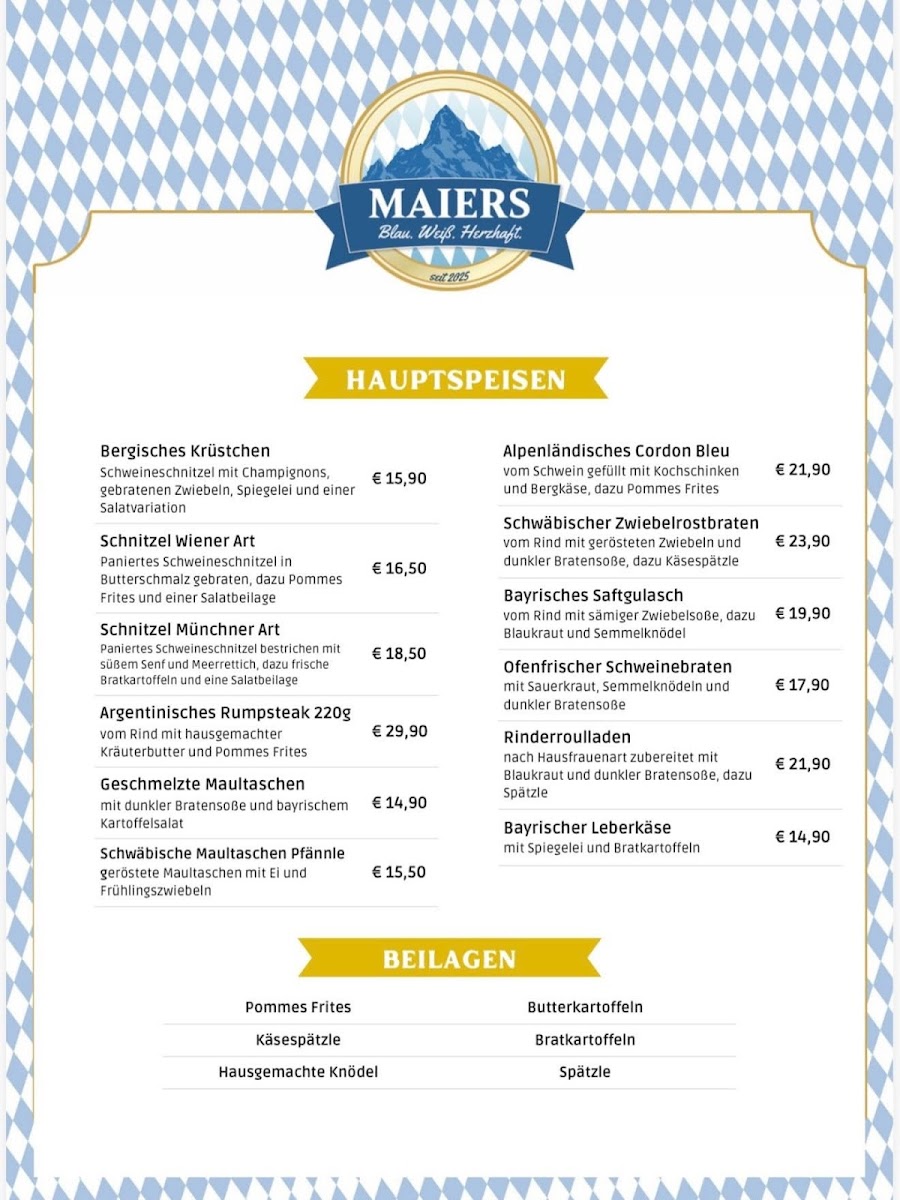 Maiers Restaurant - Blau.Weiß.Herzhaft Photo Menu 1