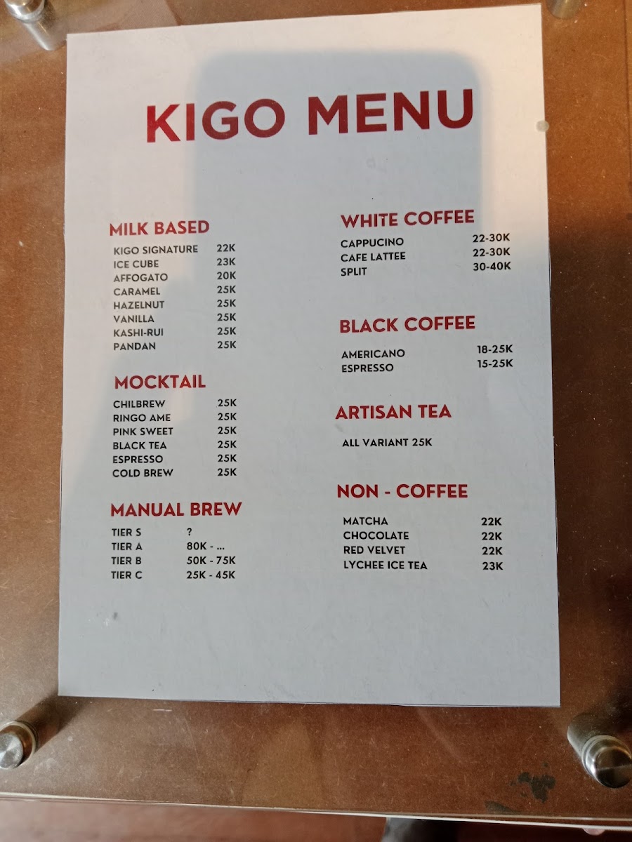 Kigo coffee Photo Menu 1