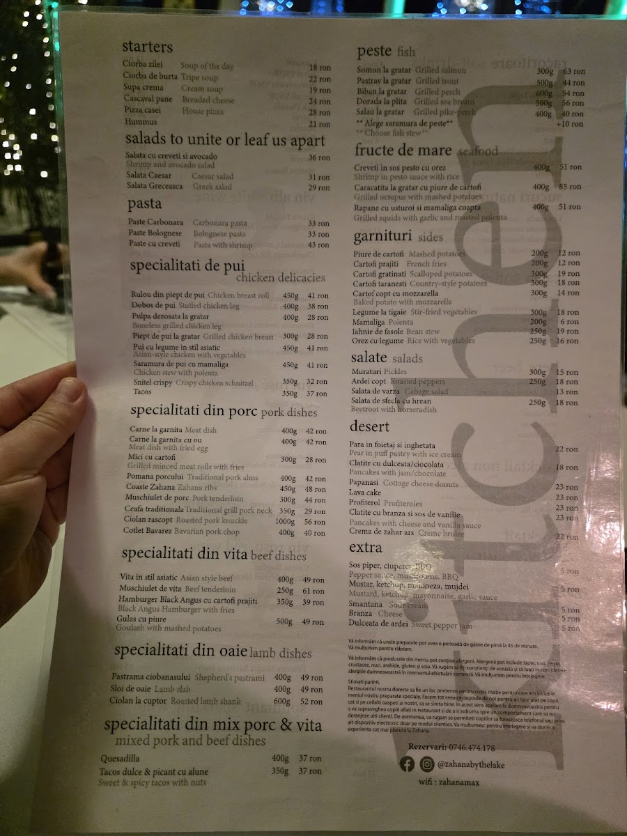 Restaurant Zahana Photo Menu 1