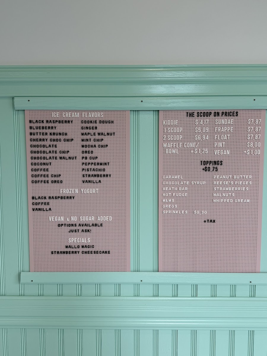 Gray's Ice Cream Photo Menu 1
