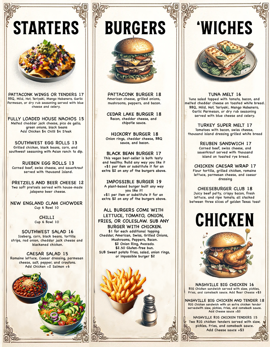 Pattaconk 1850 Bar & Grille Photo Menu 1