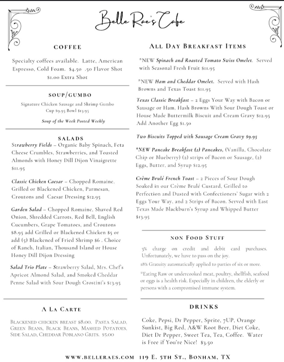 Belle Rae’s Cafe and Catering Photo Menu 2