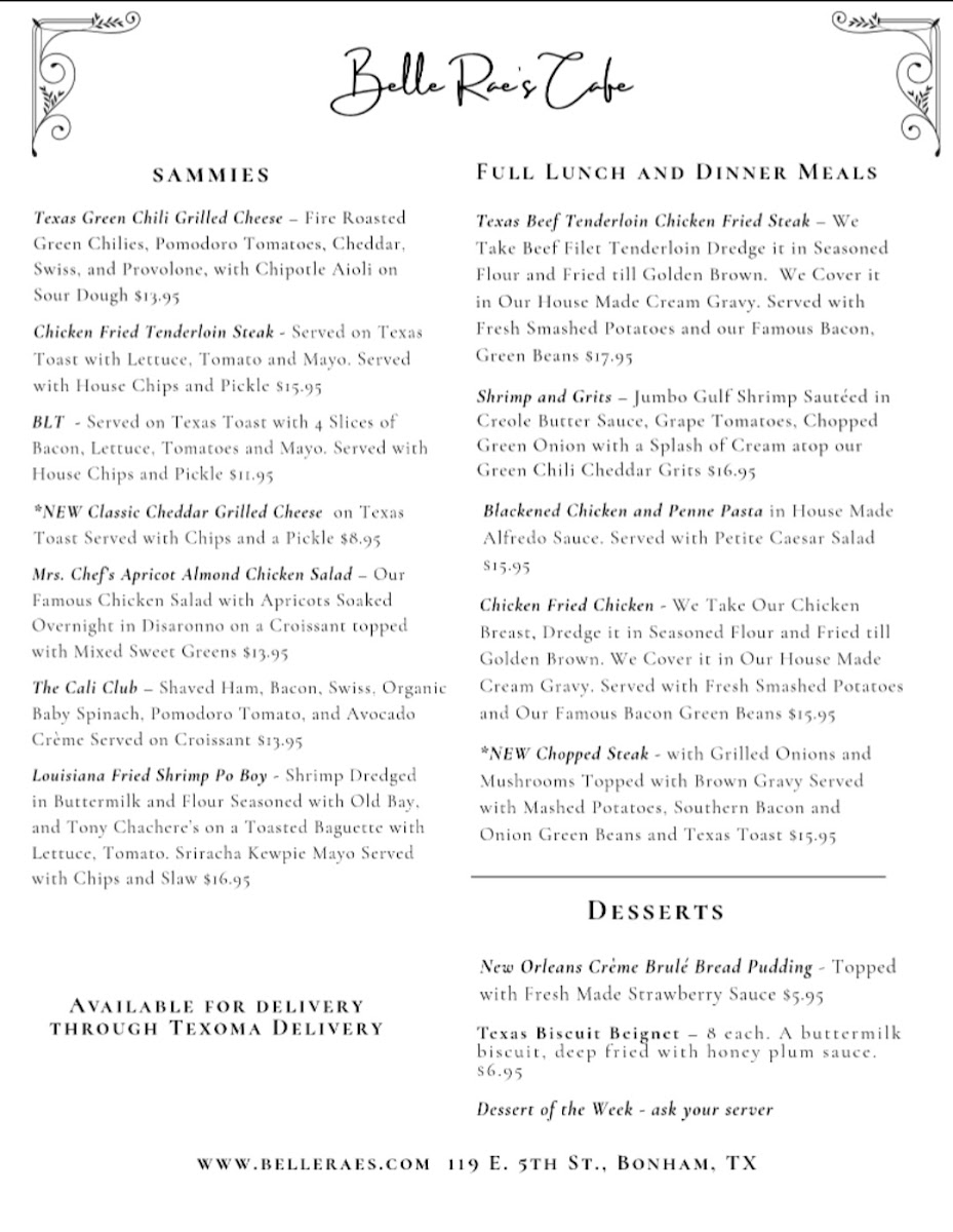 Belle Rae’s Cafe and Catering Photo Menu 3