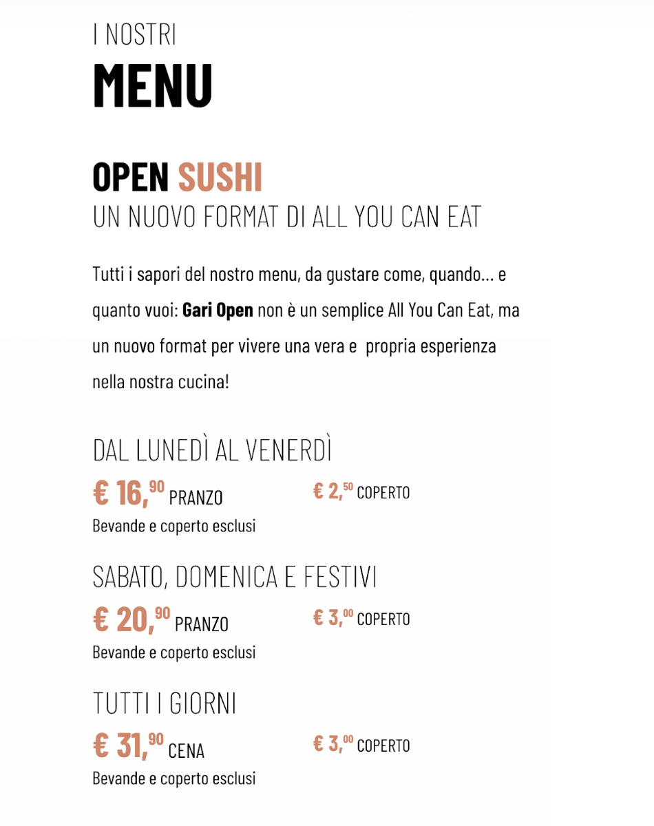 Gari Sushi in Turin Photo Menu 1