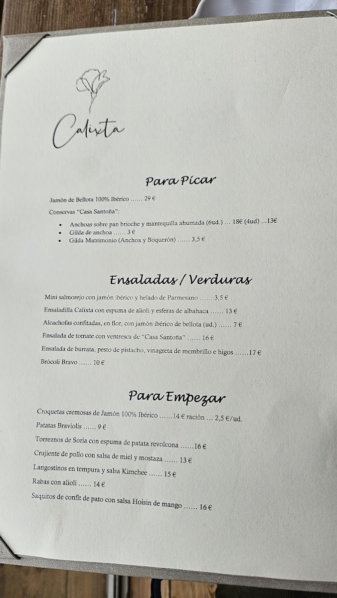 Calixta Restaurante | Pozuelo de Alarcón Photo Menu 2