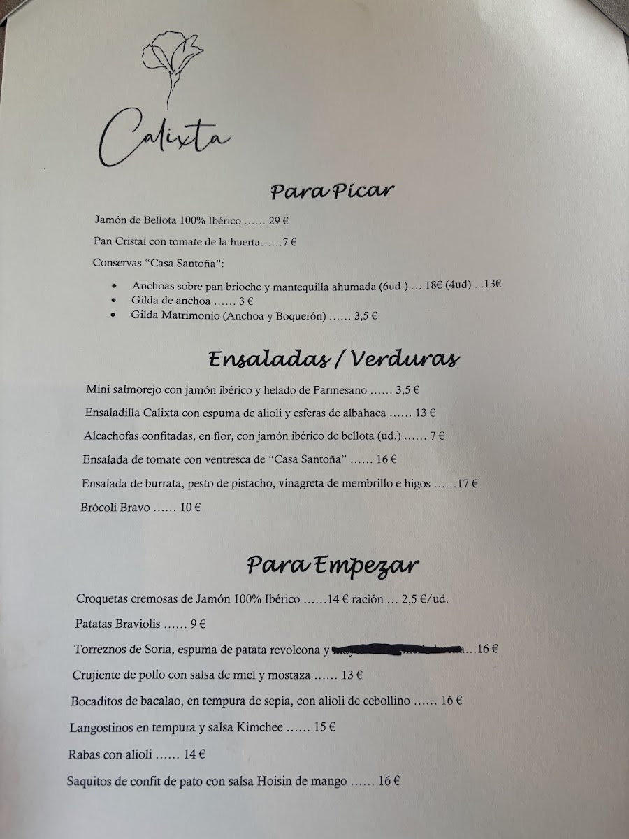 Calixta Restaurante | Pozuelo de Alarcón Photo Menu 8