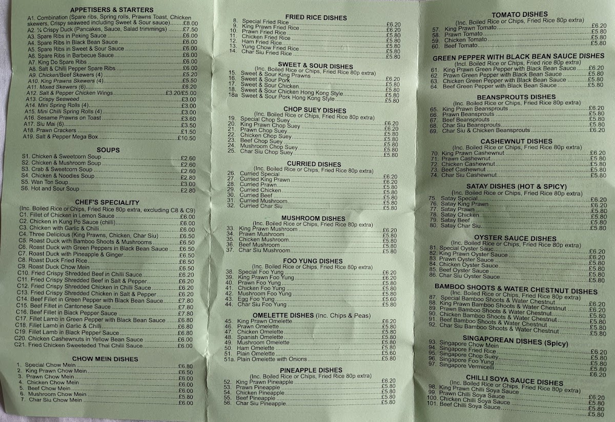 Village Fish & Chip Shop Photo Menu 2