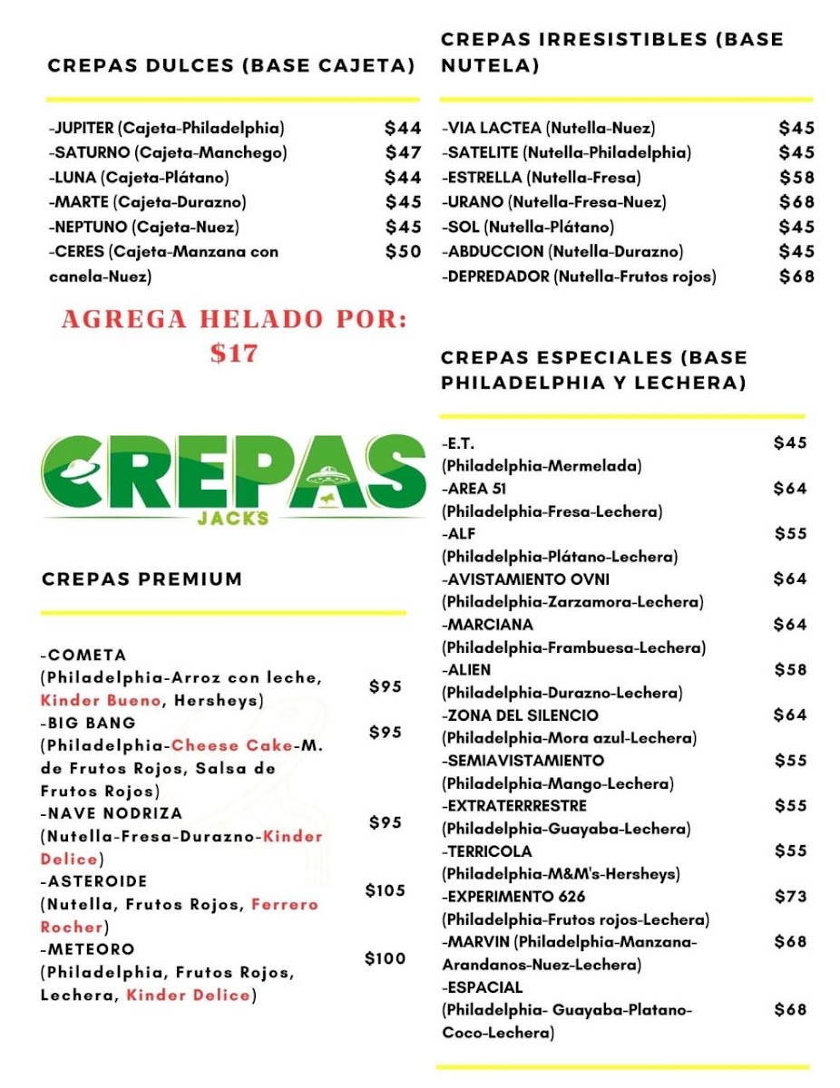 Crepas Jack's Photo Menu 1