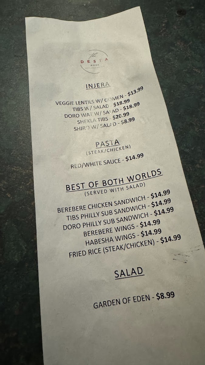 Desta Bistro Photo Menu 1