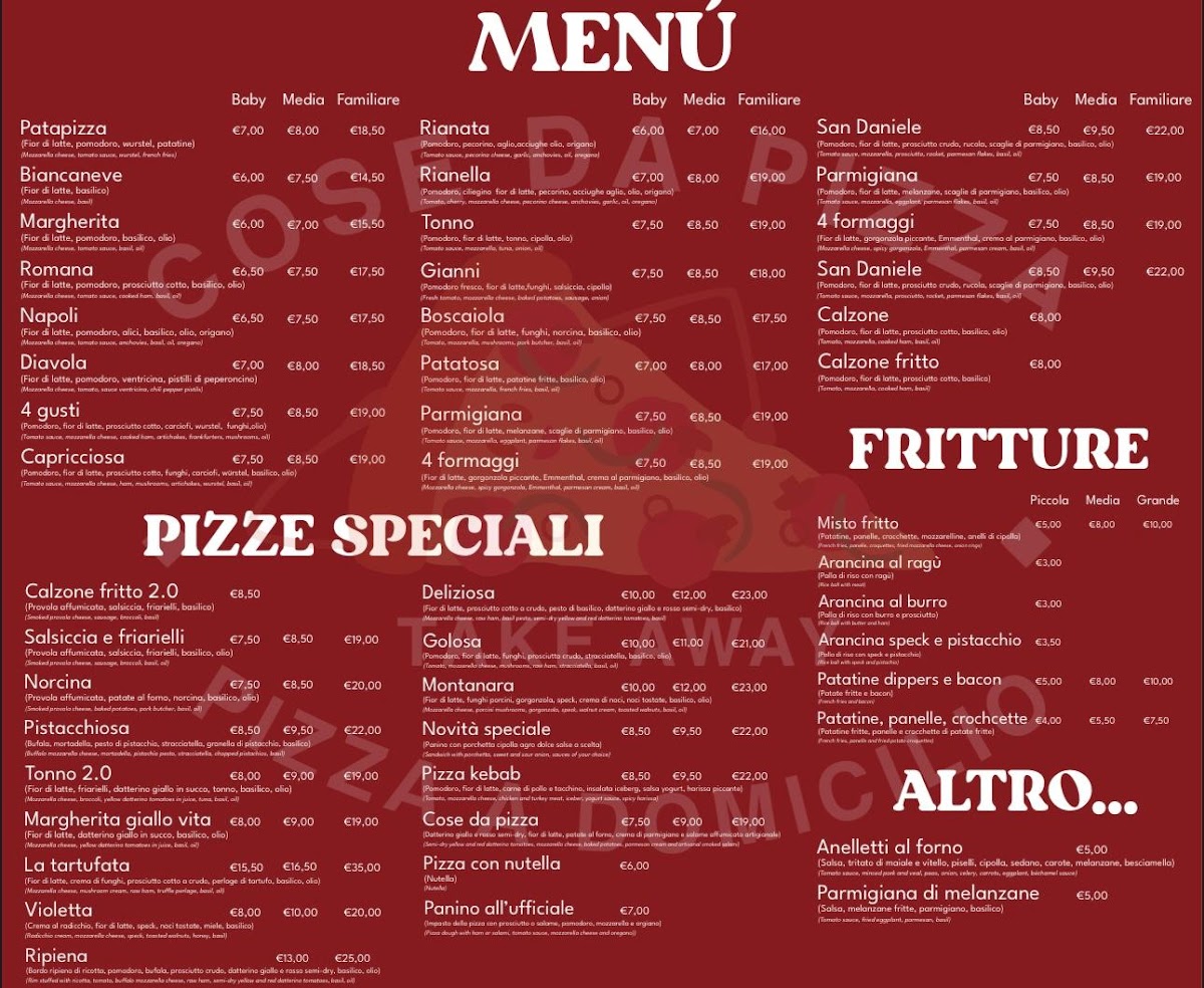 COSE DA PIZZA Photo Menu 1