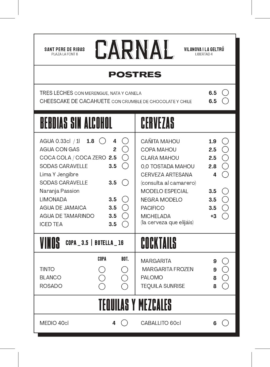 Carnal | Restaurante mexicano Vilanova Photo Menu 2