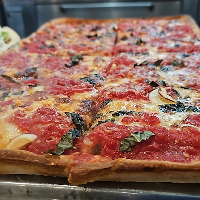 Grandma Pie -W Marinara Sauce Mozzarella Fresh Garlic and Basil