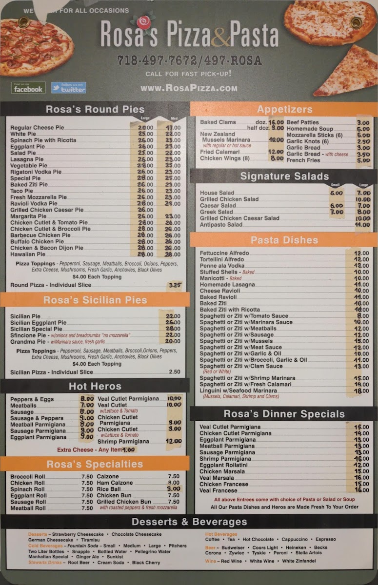 Rosa's Pizza Photo Menu 5