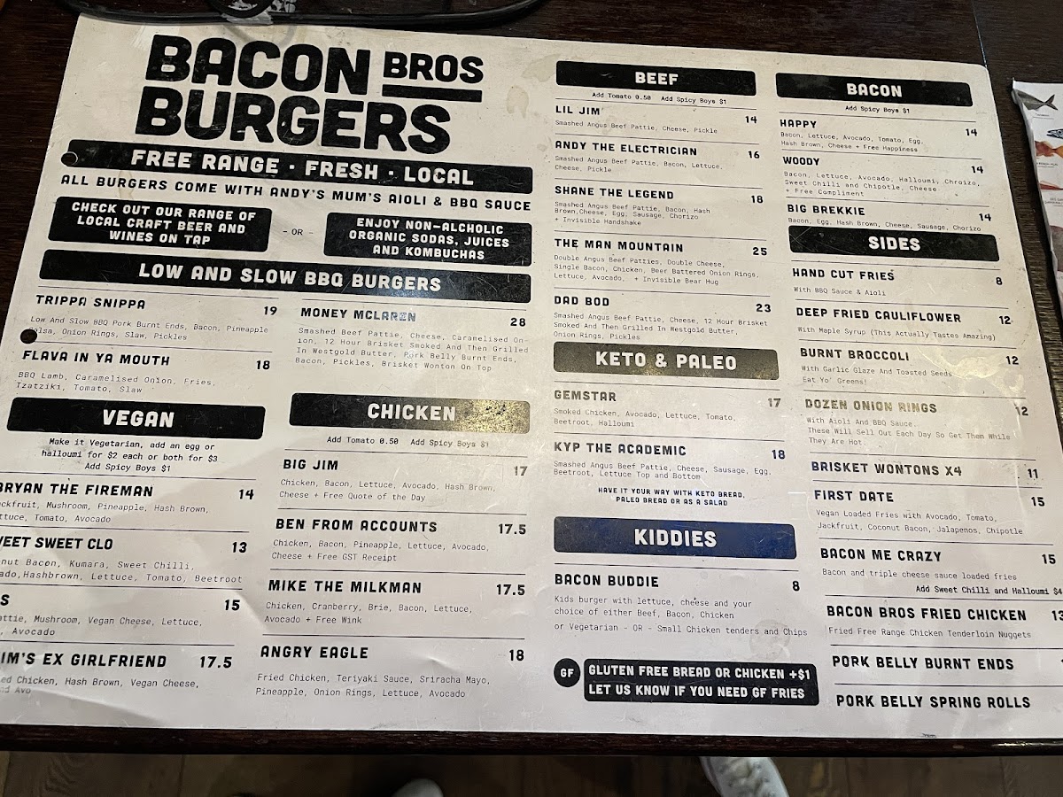 Bacon Bros Burgers Photo Menu 1