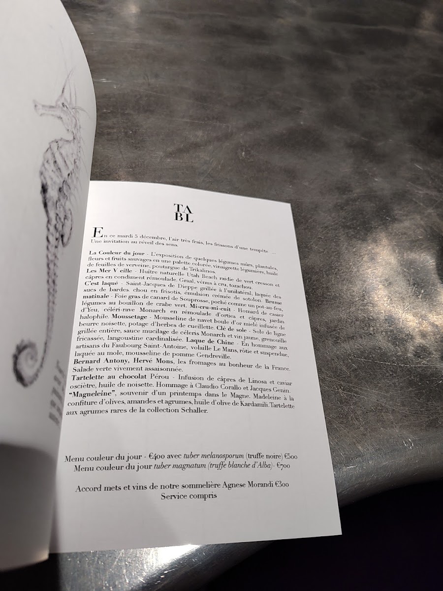 Table Bruno Verjus Photo Menu 3