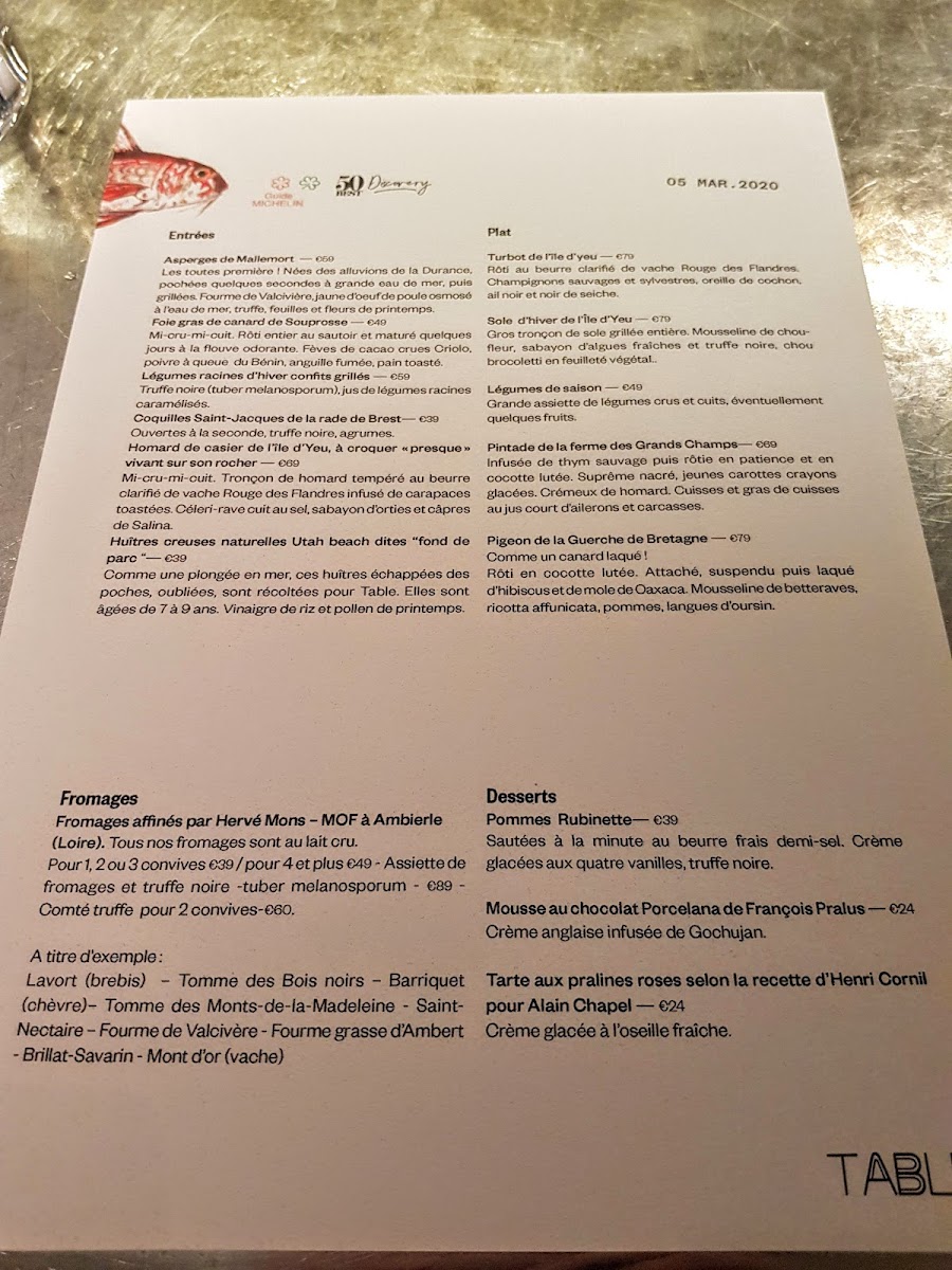 Table Bruno Verjus Photo Menu 5