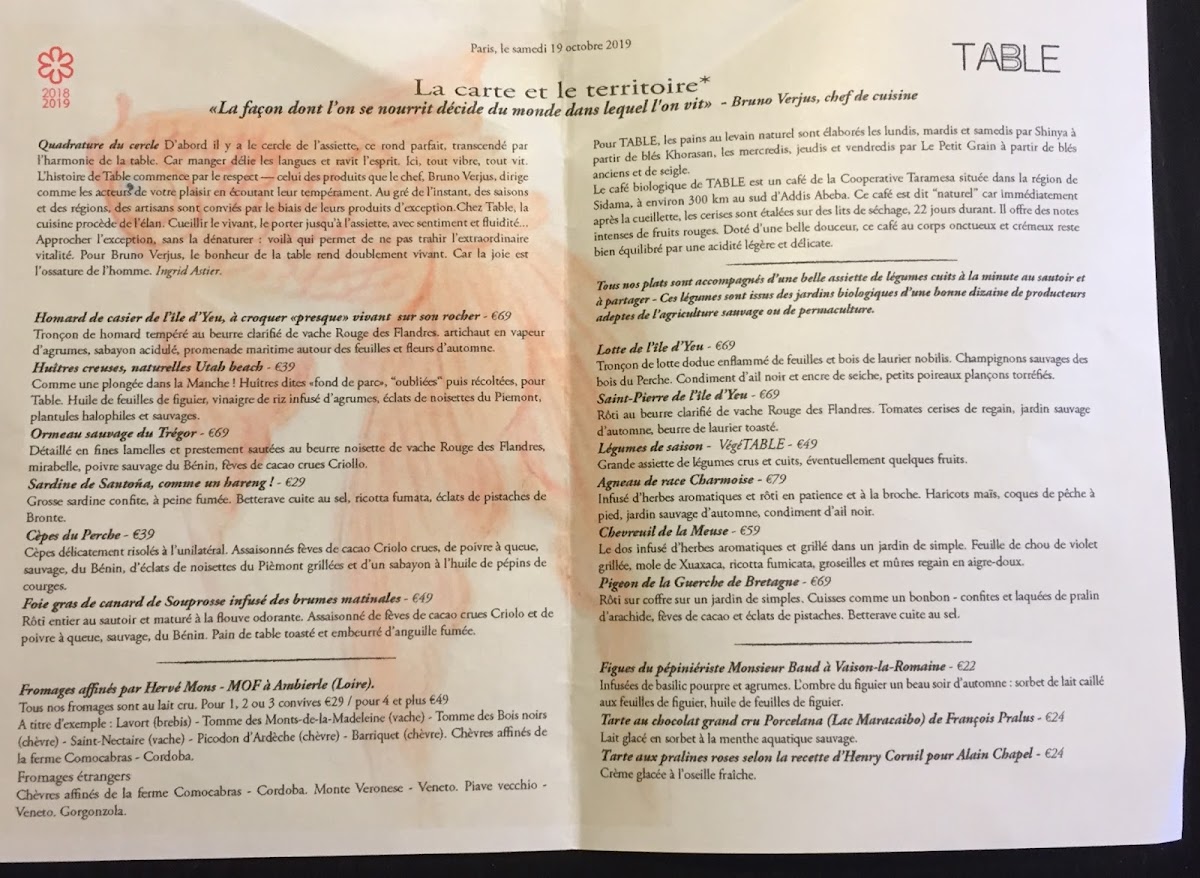 Table Bruno Verjus Photo Menu 8