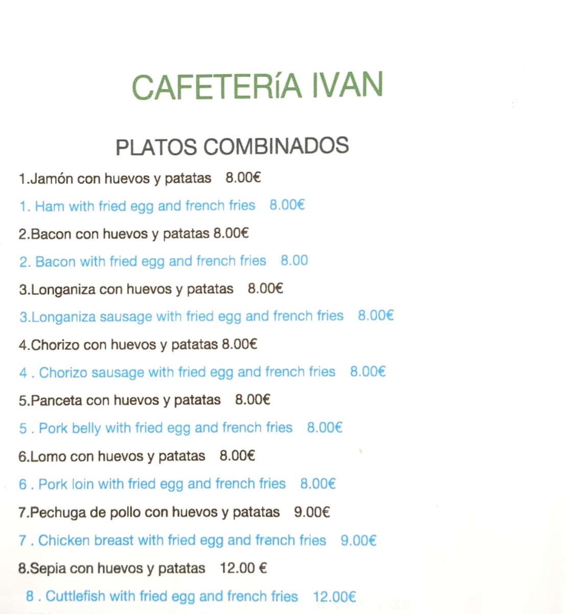 Cafetería Iván Photo Menu 2