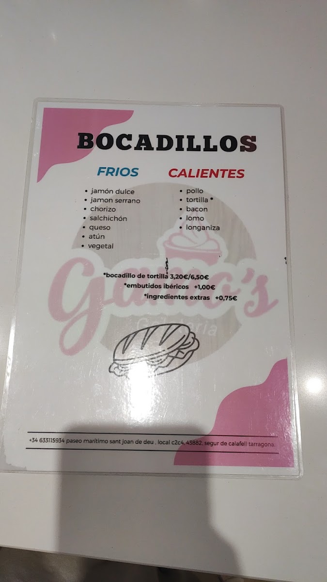 Gamo's Gelateria segur de calafell Photo Menu 5